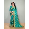 thumbnail image 3 of Sky Blue Satin Silk Traditional Saree with Stone Work, 3 of 4