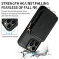 thumbnail image 5 of ELEHOLD for iPhone 14 Pro Max Crossbody Leather Case,Card Slots Zipper Wallet Kickstand Premium Leather Full Body Protection with Metal Shoulder Strap Wallet Case, Black, 5 of 8