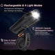 thumbnail image 3 of Juego de luces delanteras y traseras para bicicleta de 380 lúmenes, luz delantera y trasera, luz de bicicleta recargable por USB, impermeable, linterna de seguridad LED, accesorios para bicicleta, ade, 3 of 5