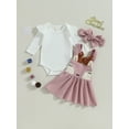thumbnail image 3 of Autumn Infant Baby Girls Christmas Outfits 3M 6M 12M 18M Long Sleeve Romper + Deer Suspender Skirt + Headband Set Fall Clothes, 3 of 9