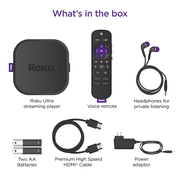Roku Ultra | Streaming Device 4K/HDR/Dolby Vision, Roku Voice Remote with Headphone Jack, Premium HDMI® Cable