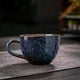 thumbnail image 4 of Taza de café Raku azul, diseño vintage con patrón para lattes y desayuno, 4 of 6