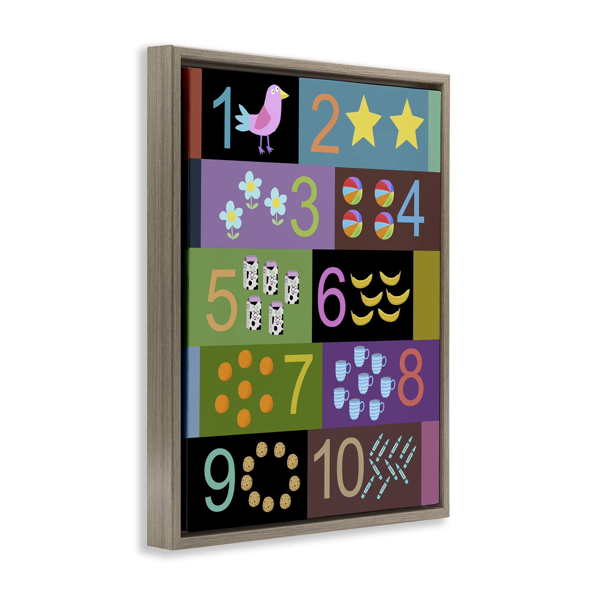 Learning To Count Chart Brown Framed Floater Canvas Wall Art, design by Carla Daly