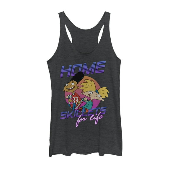 Women's Hey Arnold! Home Skillets for Life  Racerback Tank Top Black Heather X Large