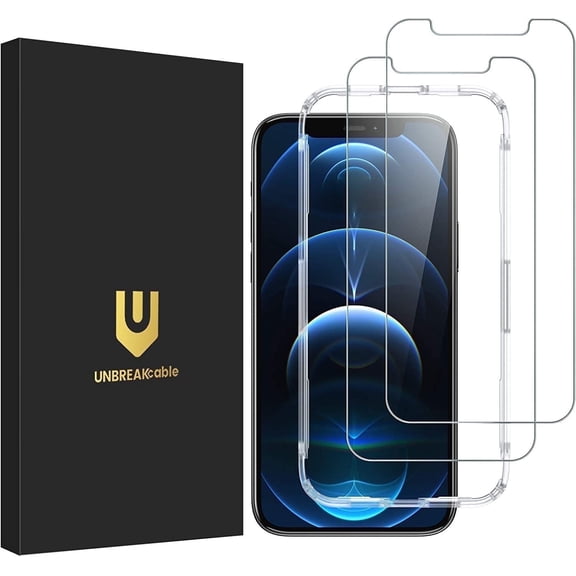 UNBREAKcable Oleophobic Tempered Glass Screen Protector for iPhone 12/12 Pro 6.1"" [2 Pack] with Easy Installation Tool