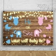 thumbnail image 2 of SUNOLIFE 8x6ft,Gender Reveal Backdrops,Baby Shower Wood Photography Background He or She Table Banner for Party Decor, 2 of 4