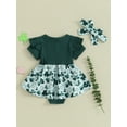 thumbnail image 4 of Suealasg Infant Boys Girls Irish Festivals Outfit 3 6 9 12 18 Months Baby Long Sleeve Shamrock Print Romper Dress + Headband Set 0-18M 2Pcs Newborn Girl Spring Clothing, 4 of 9