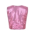 thumbnail image 4 of Vxuxlje Kids Boys Girls Sequined Vest Hip-Hop Street Dance Costume Waistcoat Crop Top Pink 140, 4 of 7