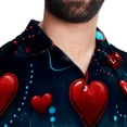 thumbnail image 5 of Valentine's Day Love ECG Men's Short Sleeve Beach Shirts, Casual Printed Button Down, Summer Unisex Spread Collar Tops, 5 of 6