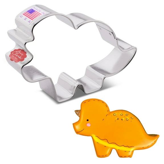 Ann Clark Baby Triceratops Cookie Cutter 4.2", Made in USA