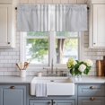 thumbnail image 2 of Light Grey Striped Farmhouse Short Window Curtain Valances, White Simple Neutral Modern Rod Pocket Kitchen Valances for Living Room Bedroom Bathroom Cafe 60" x 18", 2 of 8