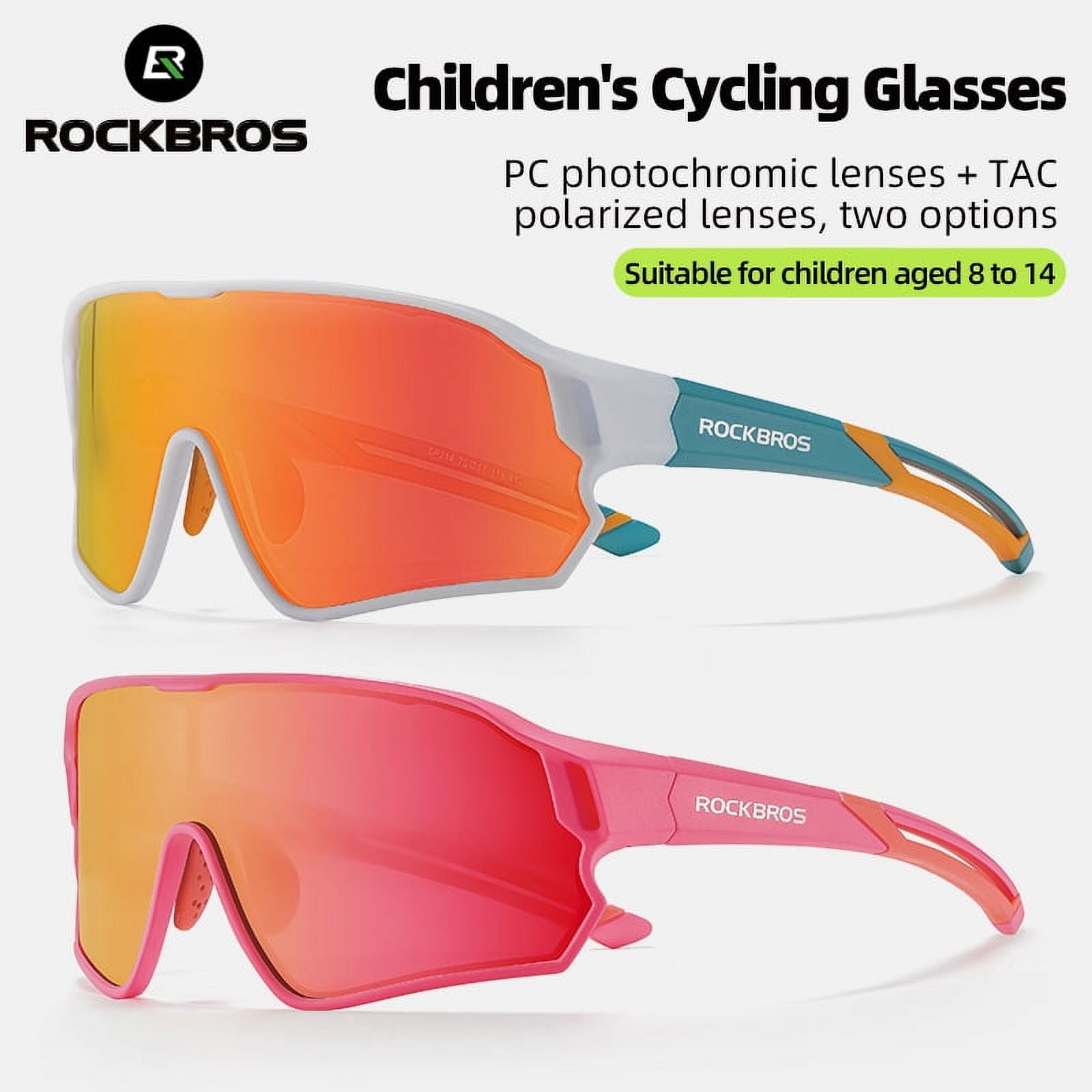 ROCKBROS Kids Wrap Sports Shield Baseball Cycling Sunglasses MultiColor 8-14 age