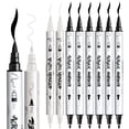 thumbnail image 5 of TRANSON 6 Black and 2 White Paint Pens Brush and Fine Dual-tip Acrylic Paint Marker for Rock Glass Canvas Wood Leather Ceramic DIY Painting, 5 of 7