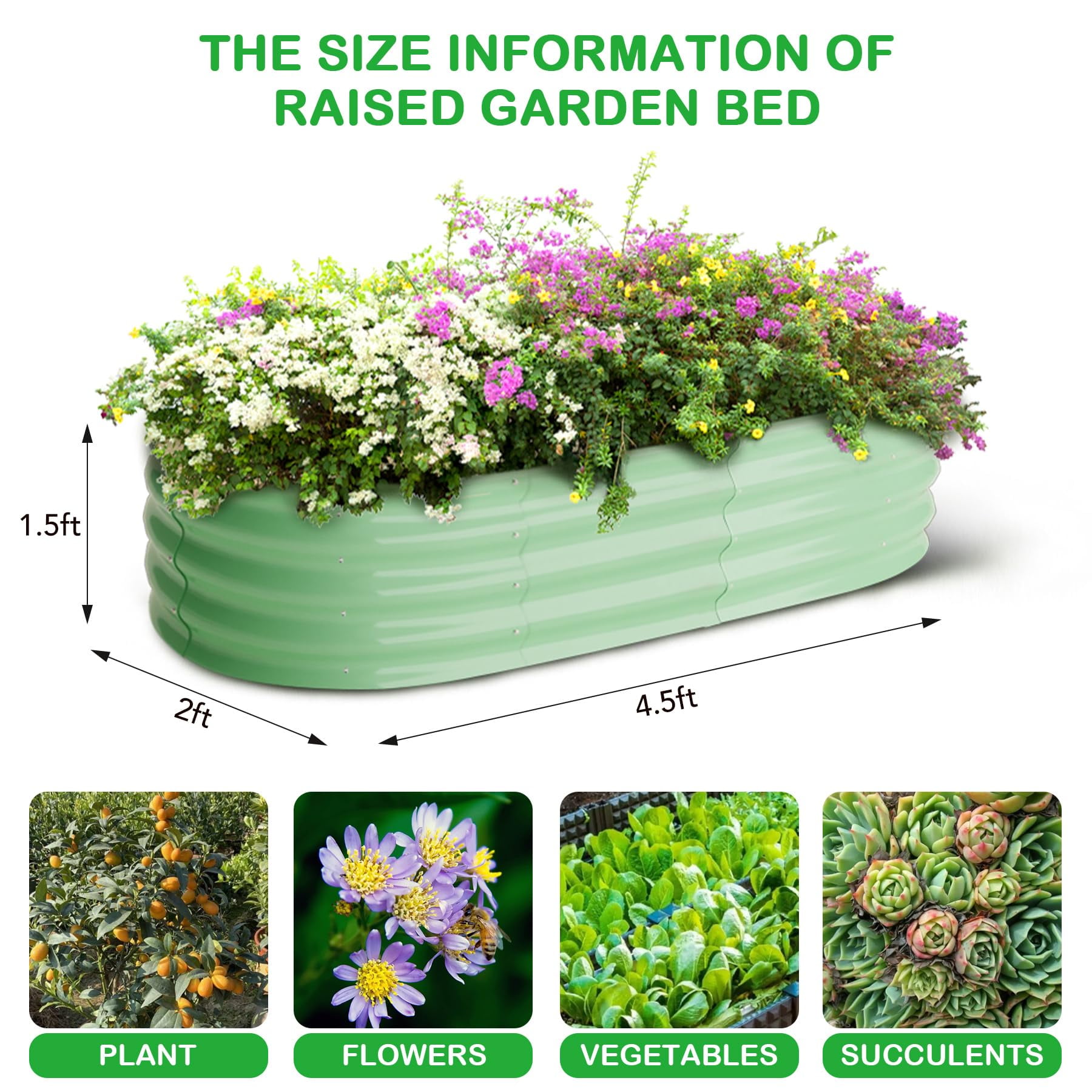 2-Pack Oval Raised Garden Bed – Modular Steel Planter for Outdoor Vegetable & Herb Gardening – Easy Assembly, Durable Corrugated Metal Frame, No Tools Required