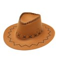 thumbnail image 1 of Chapeau de Soleil Cowboy Adulte Décontracté Solide Suture Été Mode Western Large Bord Polyester, 1 of 2