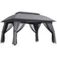 thumbnail image 3 of Outsunny 10' x 13' Patio Gazebo with Netting & Curtains, Dark Gray, 3 of 10