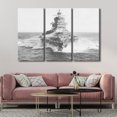 thumbnail image 3 of TISHIRON 3PCS Framed Canvas Wall Art Set,42"x28" Black and White Battleship Canvas Art Decor, 3 of 7