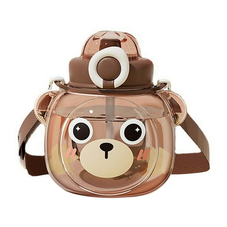 

Lomubue 1100ml Water Bottle Large Capacity Pot-bellied Cartoon Students Water Bottle with Hanging Lanyard Daily Use