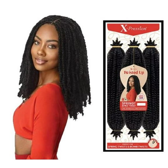 Outre X-Pression Twisted-Up Crochet Braid - 3X Springy Afro Twist 16" Color 51 (Light Gray)