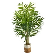 Nearly Natural 8' King Palm Artificial Tree in Handmade Natural Jute and Cotton Planter