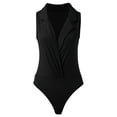 thumbnail image 3 of HBFAGFB Combinaison Femme Col à Revers Col en V Profond Plissé Vintage avec Bas Triangle Noir Taille TG, 3 of 4