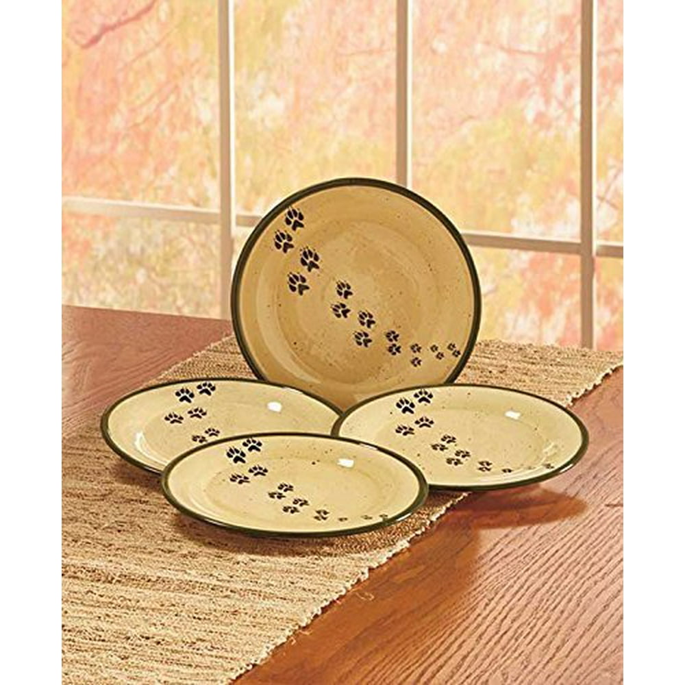 Elegant Set of 4 Bear Salad Plates By Woodland Dinnerware Sets (8 Dia