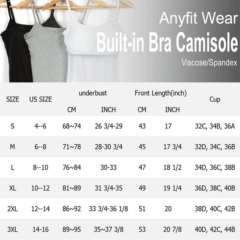 Anyfit Wear Women Camisole with Built-in Bra Cup Supportive Padded Tank Top  Layering Cami Undershirt