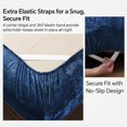 thumbnail image 4 of Velvet Fitted Sheet and Pillowcases Set, Luxury Soft Fuzzy Bottom Sheet with Reinforced Elastic Corner Straps, Deep Pocket up to 15 Inch, 1 Fitted Sheet and 2 Pillowcases (King, Navy Blue), 4 of 17