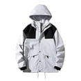 thumbnail image 2 of Aimik Women's Classic Color-Block Hooded Windbreaker Jacket Lightweight Water-Resistant Jacket with Button Front for Spring Fall, 2 of 5