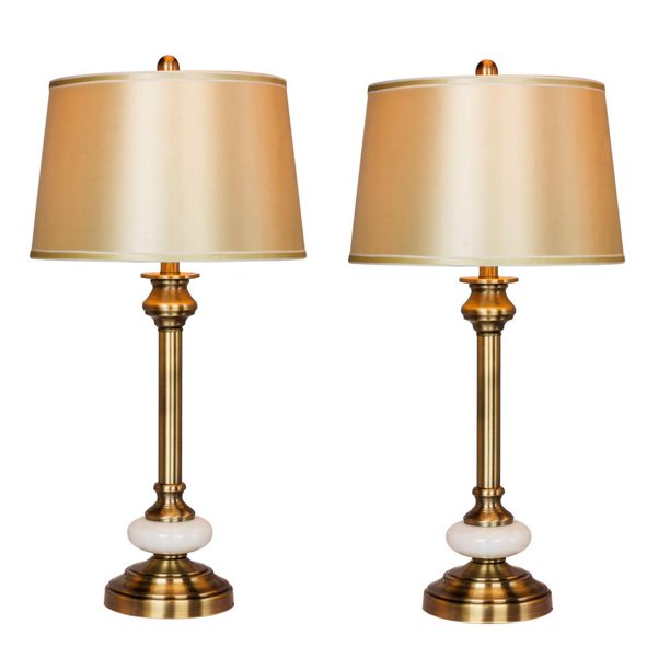 Fangio Lighting 30 in. Antique Brass and White Glass Contemporary