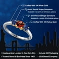 thumbnail image 2 of Gem Stone King 10K Two Tone Gold Red Garnet and Blue Created Sapphire Engagement Ring for Women | 1.05 Cttw | Round 5MM | Gemstone January Birthstone | Size 6, 2 of 6