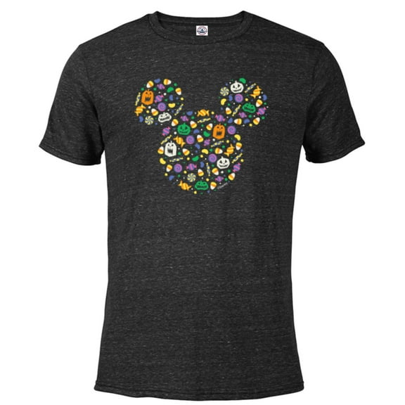 Disney Mickey Mouse Halloween Head Icon Pumpkins and Candy - Short Sleeve Blended T-Shirt for Adults - Customized-Black Snow Heather