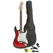Fever Full Size Electric Guitar with Gig Bag, Clip on Tuner, Cable, Strap and Strings Color Red, A600-RD