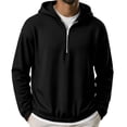 thumbnail image 2 of Men's Half-Zip Hoodies Casual Long Sleeve Sweatshirt Solid Color Sweatshirt for Fall Winter, 2 of 8