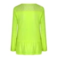 thumbnail image 4 of Women Multiple Color Casual Easy Nature Lace Edge Solid Color Long Sleeve Polyester Splice Top(Green,XL), 4 of 5