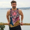 thumbnail image 6 of Pofeuu Pink Tiger Gold Leaves Print Men's Workout Tank Tops Sleeveless Muscle Gym Shirt Quick Dry-X-Large, 6 of 7