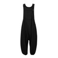 thumbnail image 4 of Tuphregyow Women's Sleeveless Cotton Dungarees Jumpsuit Loose Fit Long Playsuit Trousers for Casual, Relaxed, and Elegant Leisure Fashion Black M, 4 of 5