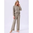 thumbnail image 3 of DARING DIVA Ribbed Knit Pajama 2 Piece Long Sleeve Top Pants Sleepwear XL Camel, 3 of 6