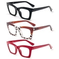 thumbnail image 2 of PCLMLES Oprah Style Reading Glasses for Women, Blue Light Blocking Stylish Oversized Computer Readers Spring Hinge +1.5, 2 of 4