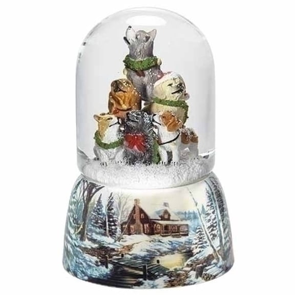 Roman 6" LED Lighted Musical Howling Puppies Dome Christmas Snow Globe Tabletop Decor