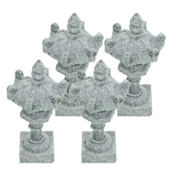 Mobutofu 4Pcs Mini Chinese-Style Sandstone Statue for Micro Landscape Ornament and DIY Supply in Grey