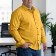 thumbnail image 2 of Hsovts Men's Dress Shirt Regular Fit Solid Business Formal Long Sleeve Button Up Stretch Shirts Big & Tall Yellow 6XL, 2 of 7