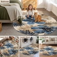 thumbnail image 6 of Vintage Style Round Area&nbsp;Rug 7ft Blue Floral Tropical Plants Palm Leaf Non-Slip&nbsp;Washable Circle Rugs Soft Felt Indoor Floor Mat for Bedroom Kitchen Living Room Bathroom, 6 of 9