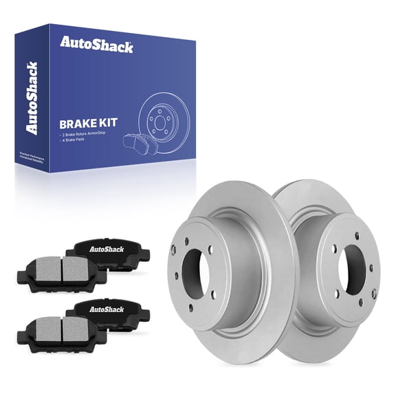 AutoShack Rear Solid Coated Brake Rotors   Ceramic Pads 6-PC Brake Kit Replacement for 2013 Chrysler 200 2017 Jeep Compass 2017 Jeep Patriot 2014-2017 Mitsubishi Lancer ArmorStop 11.89" (302 mm)