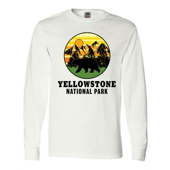 Inktastic Yellowstone National Park with Bear Mountains and Trees Cricle Long Sleeve T-Shirt