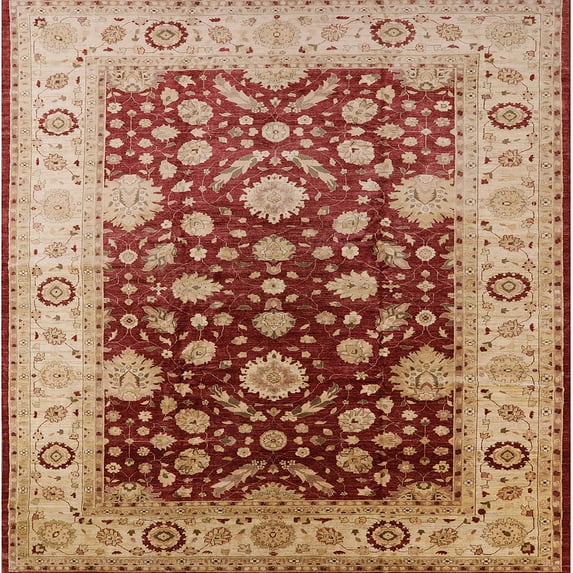 Ahgly Company Machine Washable Indoor Square Industrial Modern Red Area Rugs, 8' Square