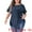 Dark Blue, variant on Women Plus Size Asymmetrical Hem Round Neck Short Sleeve Twist Knot Top 1X Green