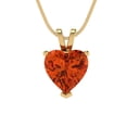 thumbnail image 2 of 2.0 ct Brilliant Heart Cut Solitaire Red Diamond 18K Yellow Solid Gold Everyday Affordable Designer Necklace Pendant with 18" Chain, 2 of 7