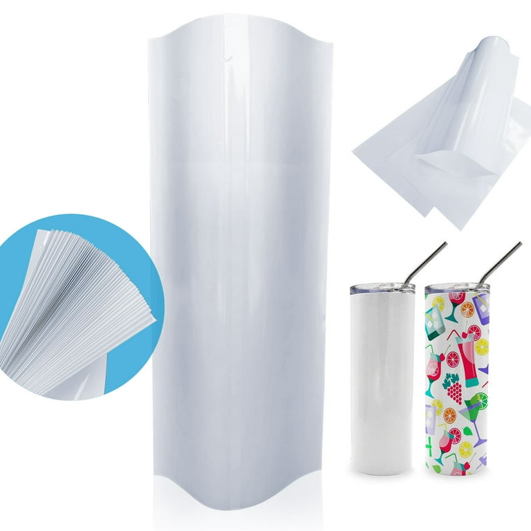 Ving 100pcs Sublimation Shrink Wrap Sleeve Film Wrap Sleeves 5.5 x 11in for Mugs Tumblers Cups Bottles, Size: 14 x 28cm (5.5in x 11in), White
