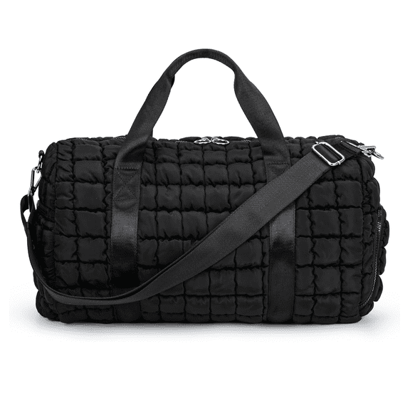 Gym Bag for Women, Travel Duffel Bags, Weekender Bag with Shoe Compartment, Black